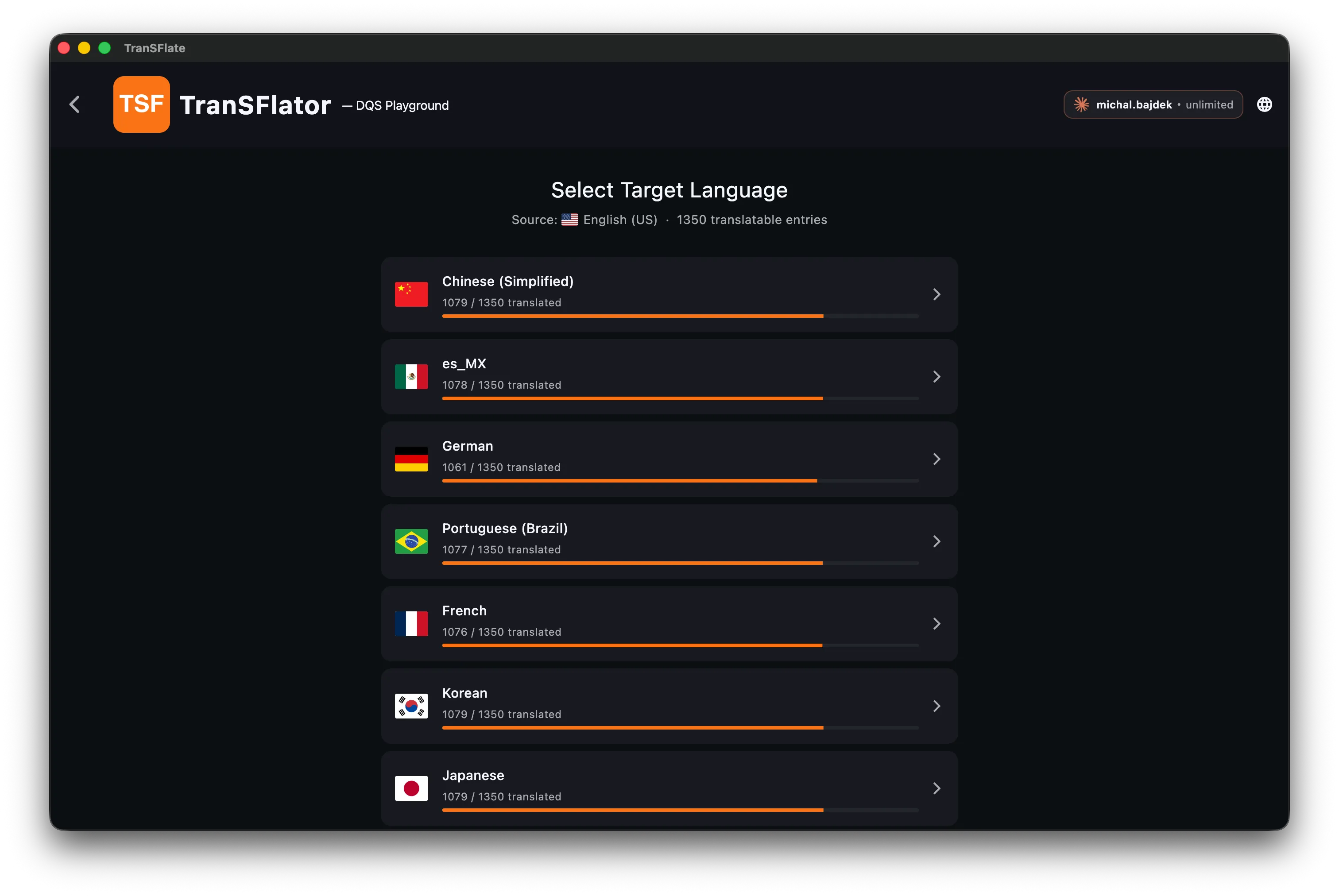 Select target language