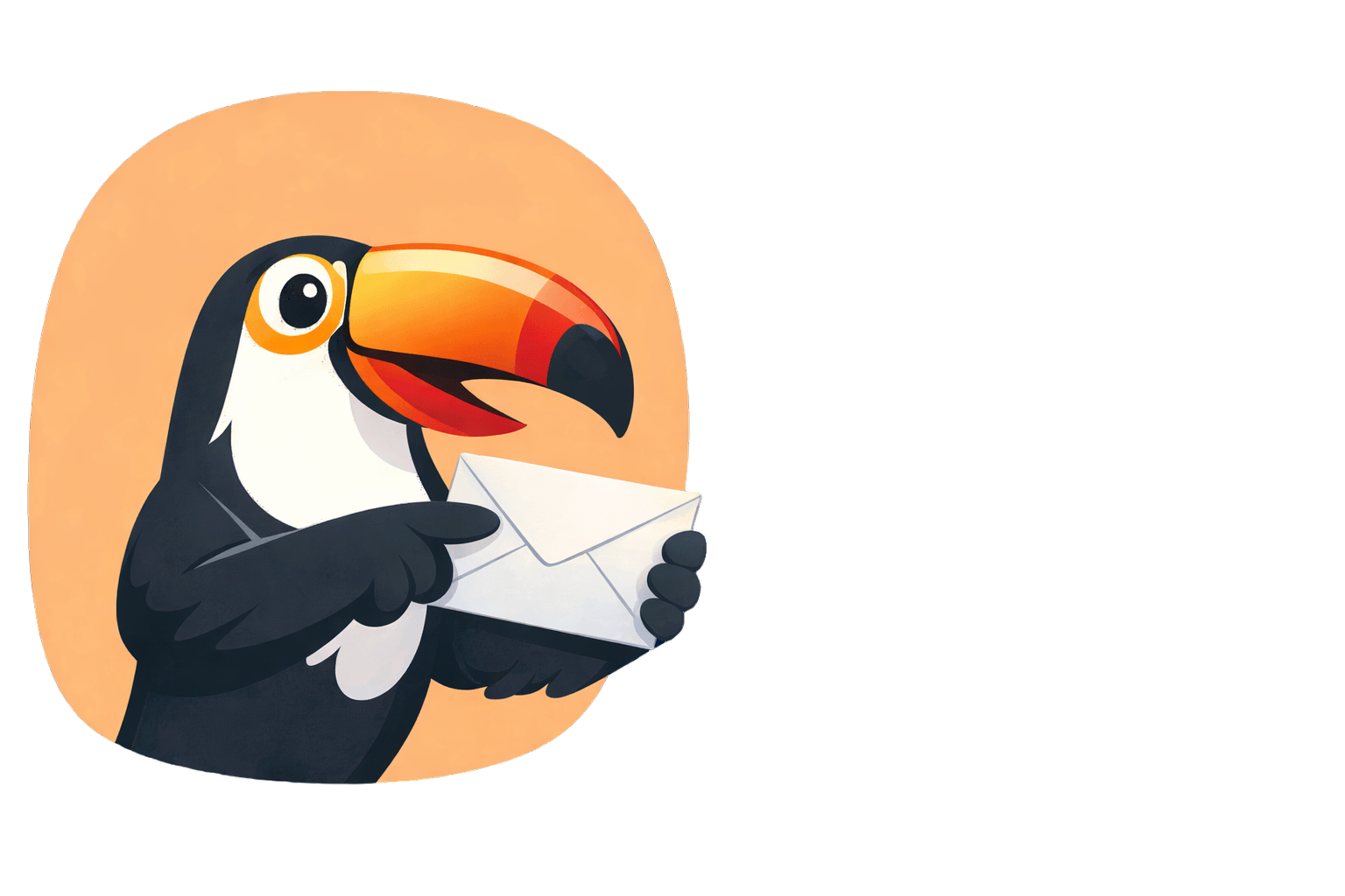 Toucan delivering an envelope